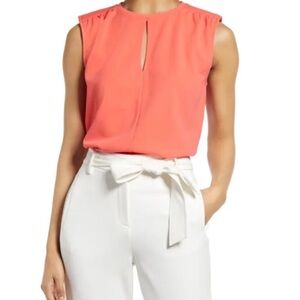 Halogen Coral Sleeveless Blouse